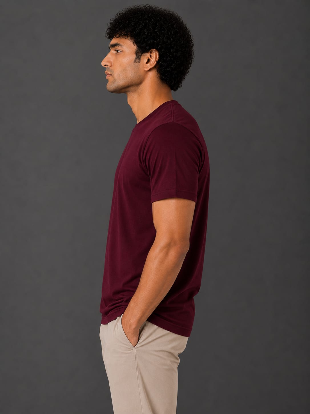 PARIDON Essential Premium Regular Fit Crew Neck T-Shirt – Deep Burgundy