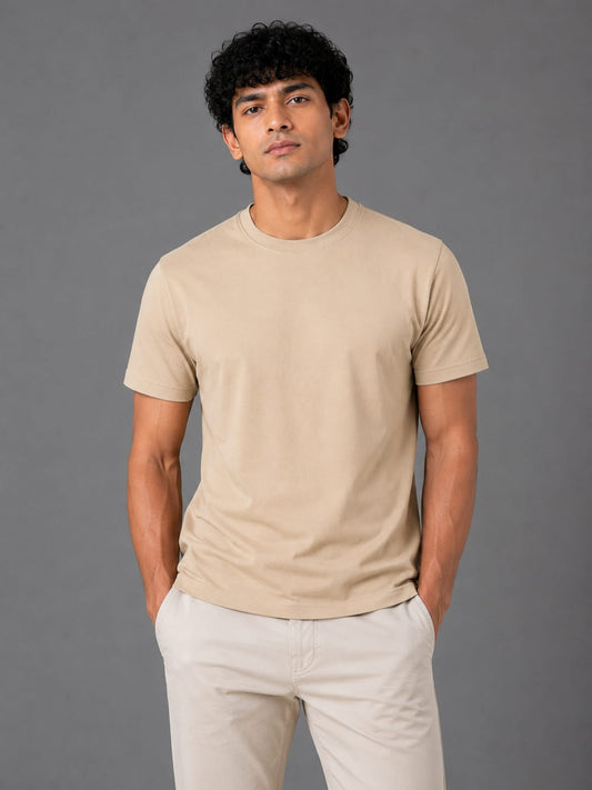 PARIDON Essential Premium Regular Fit Crew Neck T-Shirt – Sand Beige
