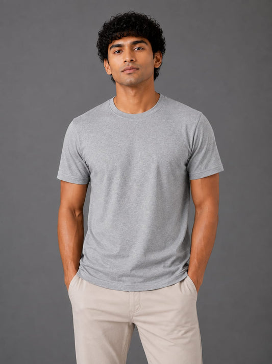 PARIDON Essential Premium Regular Fit Crew Neck T-Shirt – Heather Grey