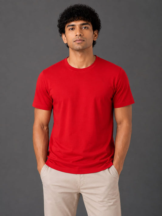 PARIDON Essential Premium Regular Fit Crew Neck T-Shirt – Classic Red