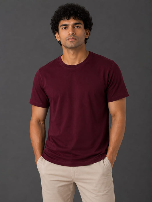 PARIDON Essential Premium Regular Fit Crew Neck T-Shirt – Deep Burgundy