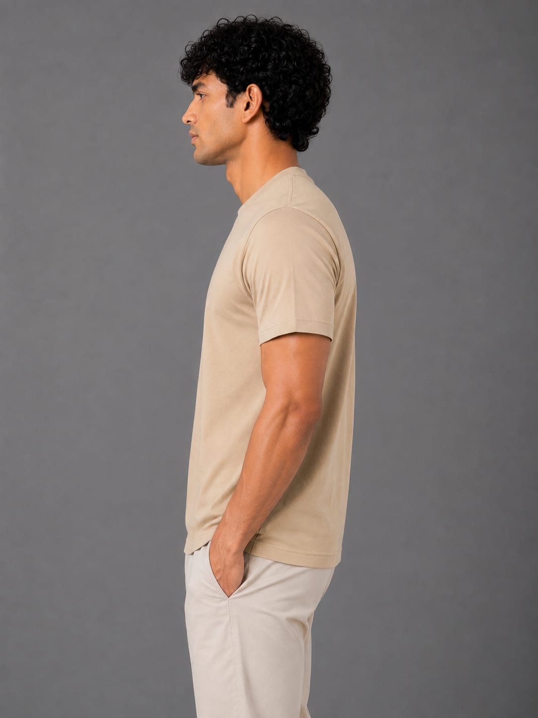 PARIDON Essential Premium Regular Fit Crew Neck T-Shirt – Sand Beige