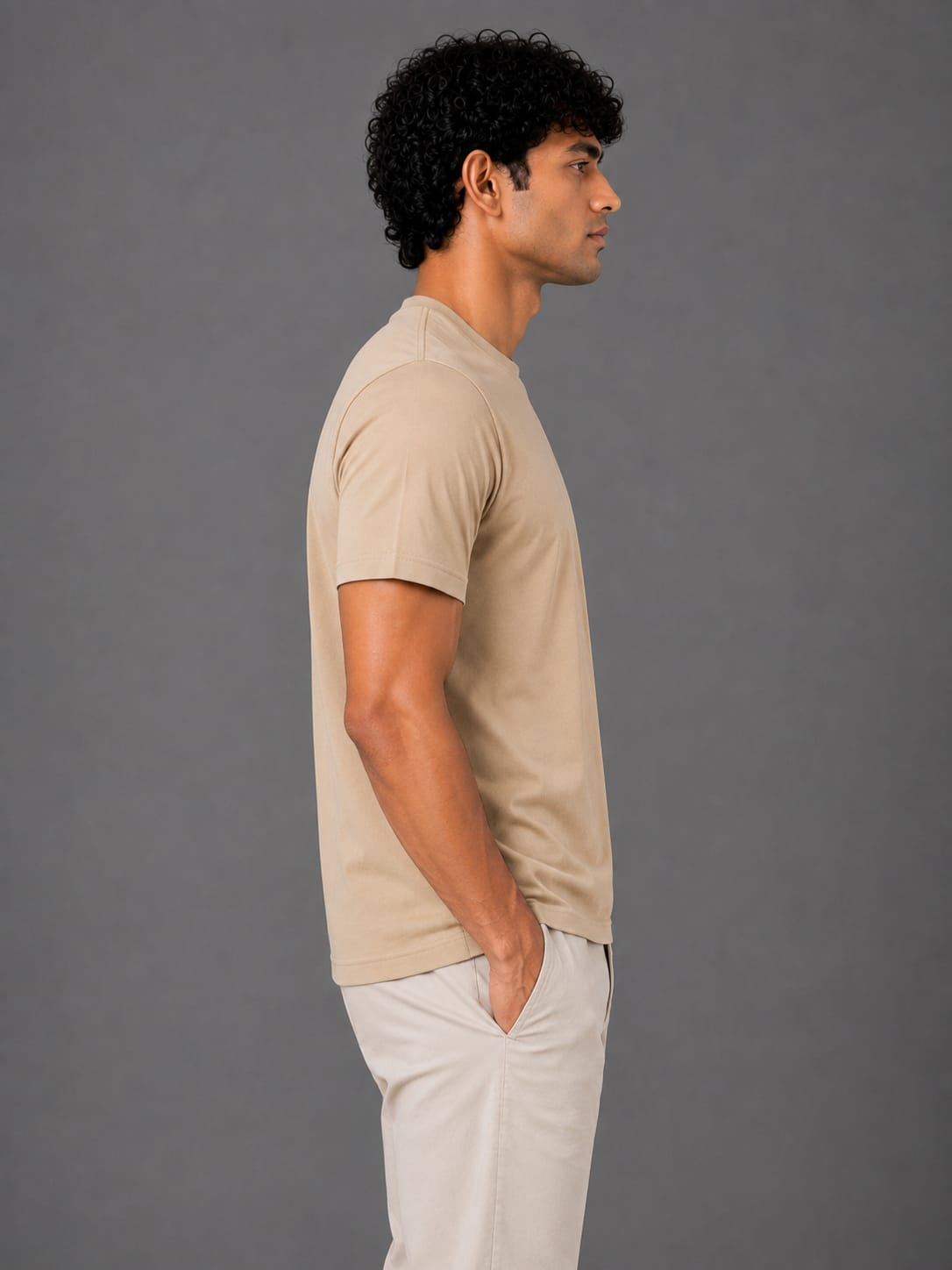 PARIDON Essential Premium Regular Fit Crew Neck T-Shirt – Sand Beige
