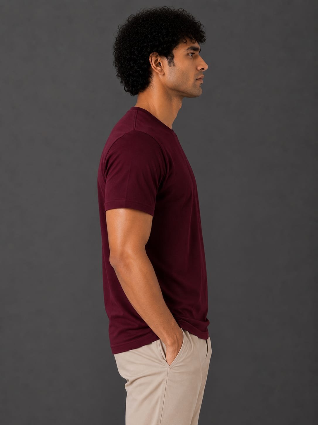 PARIDON Essential Premium Regular Fit Crew Neck T-Shirt – Deep Burgundy